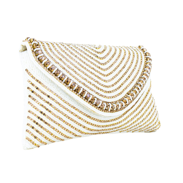 Cream Handcrafted Jute Crystal Embellished Handbags