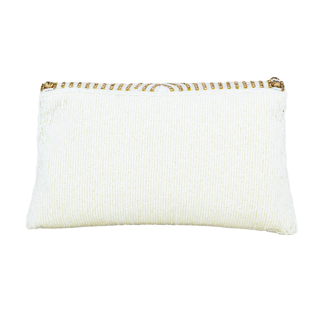 Cream Handcrafted Jute Crystal Embellished Handbags