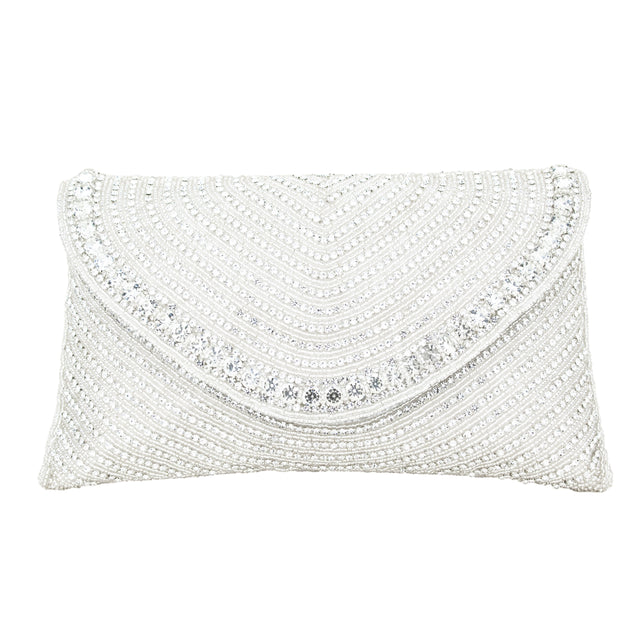 Silver Handcrafted Authentic Jute Crystal Embellished Handbags