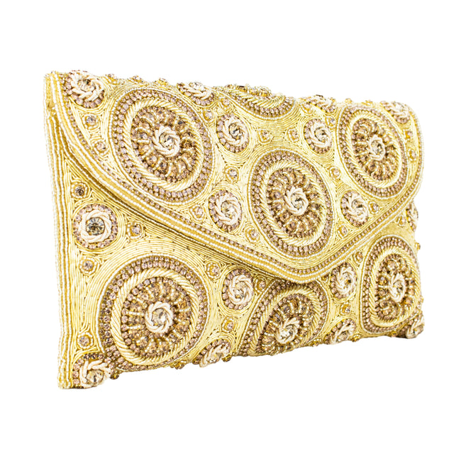 Gold Handcrafted Beaded Chain Handbags