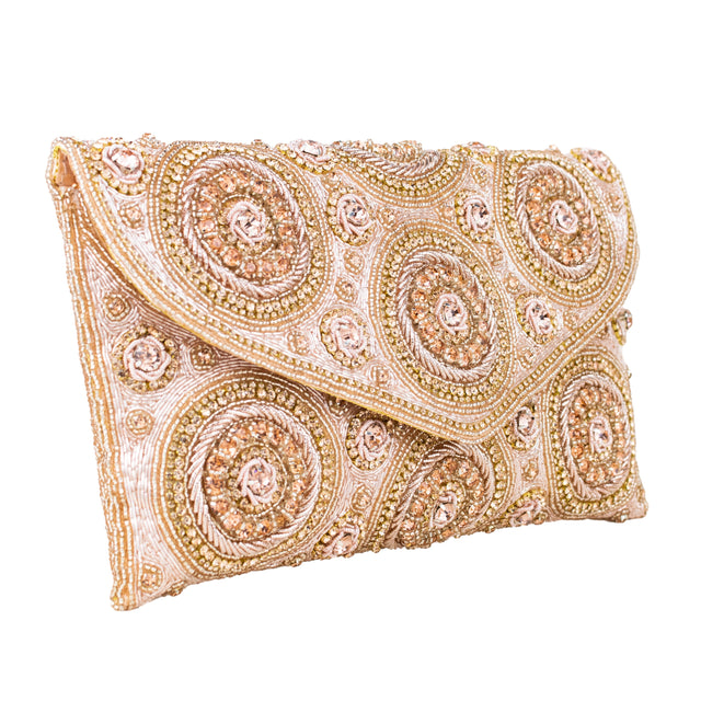 Rose Handcrafted Beads Work Beaded Chain Handbags