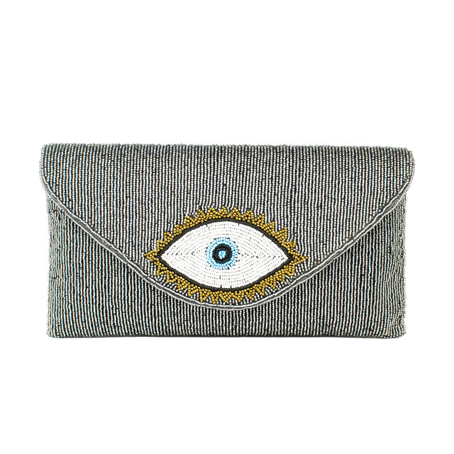 Grey Handcrafted Beaded Chain Handbags