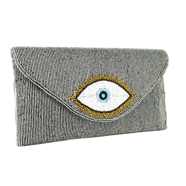 Grey Handcrafted Beaded Chain Handbags