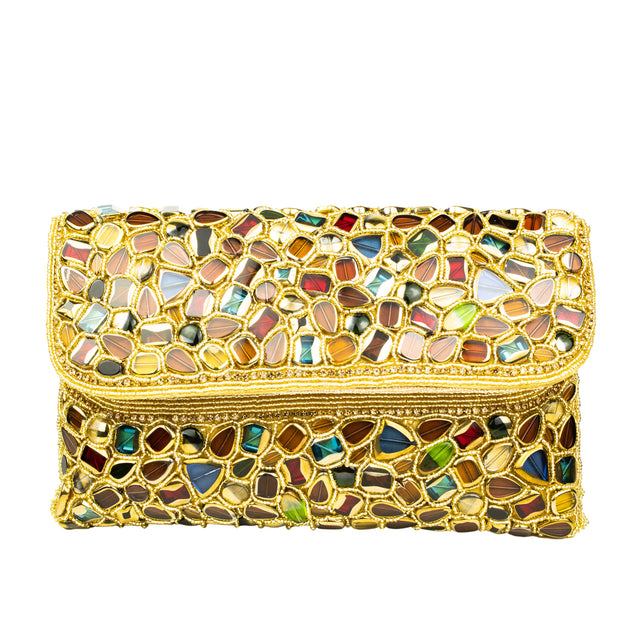 Gold Handcrafted Beaded Chain Handbags