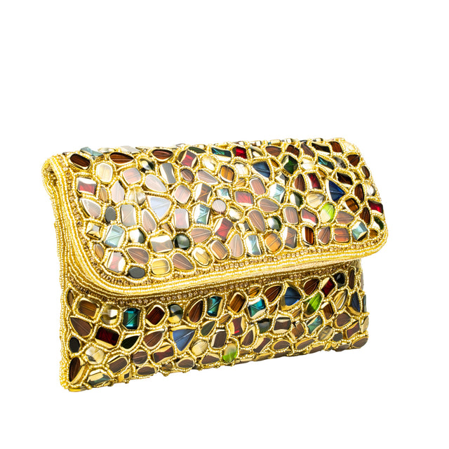 Gold Handcrafted Beaded Chain Handbags