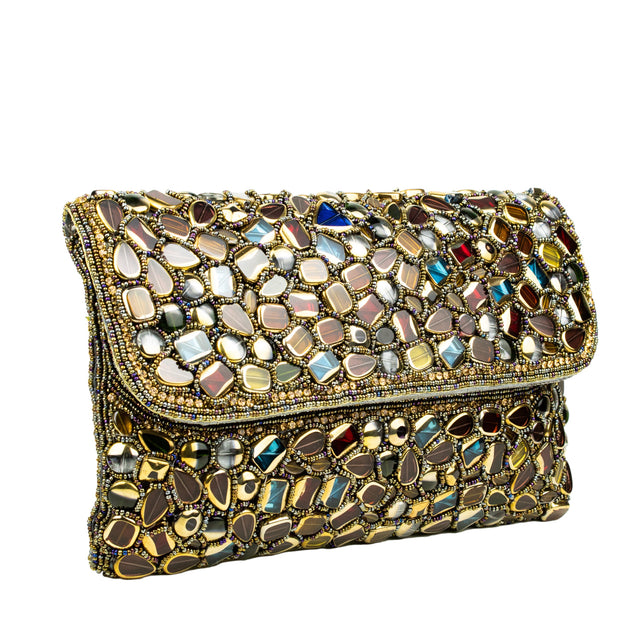 Grey Handcrafted Beaded Chain Handbags