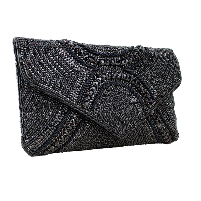 Black Handcrafted Crystal Embellished Jute Handbags