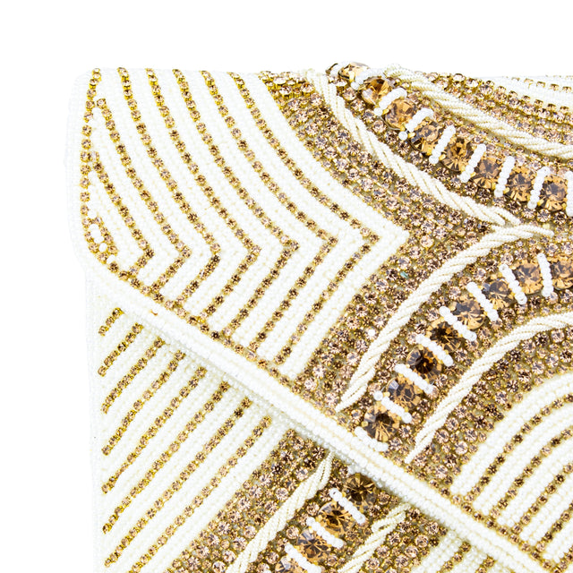 Cream Handcrafted Jute Crystal Embellished Handbags