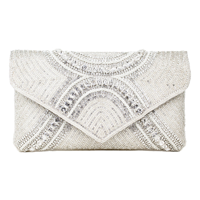 Silver Handcrafted Authentic Jute Crystal Embellished Handbags