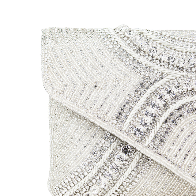 Silver Handcrafted Authentic Jute Crystal Embellished Handbags