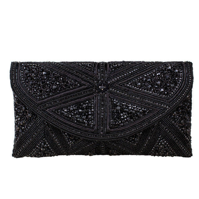 Black Handcrafted Crystal Embellished Jute Handbags