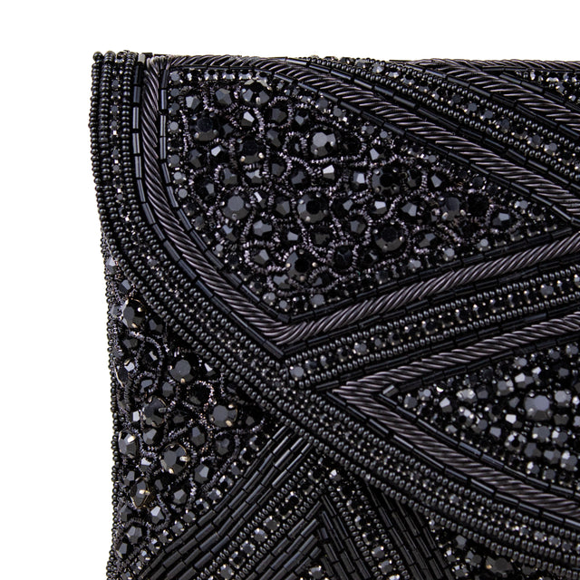 Black Handcrafted Crystal Embellished Jute Handbags