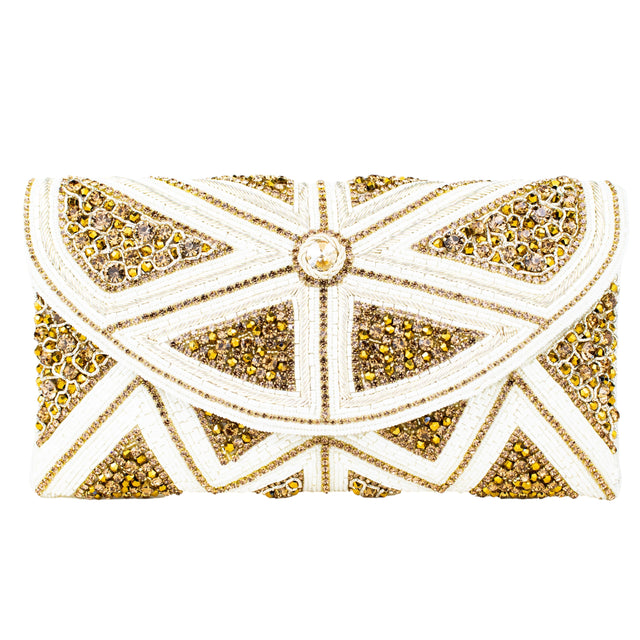 Cream Handcrafted Jute Crystal Embellished Handbags