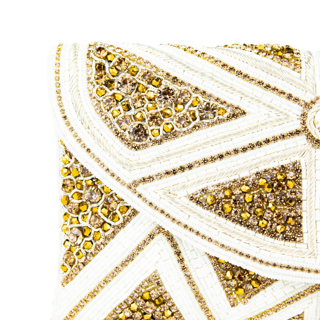 Cream Handcrafted Jute Crystal Embellished Handbags