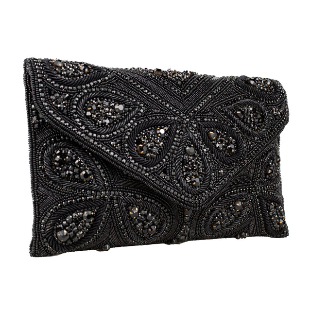 Black Handcrafted Crystal Embellished Jute Handbags