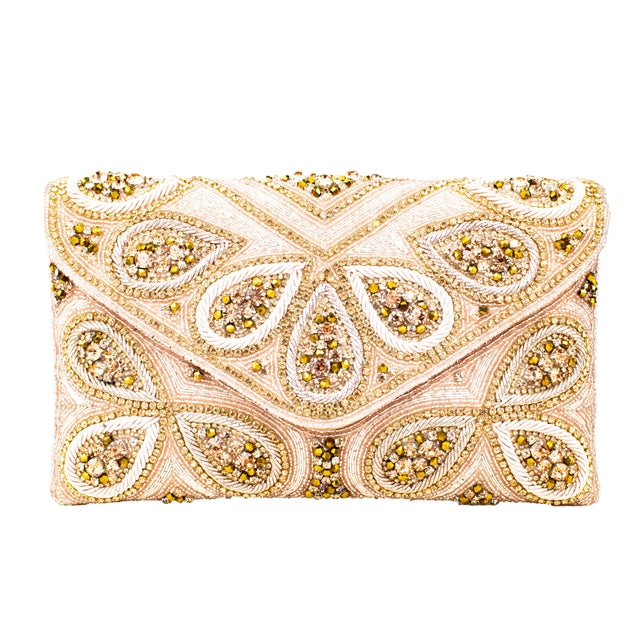 Rose Handcrafted Authentic Jute Crystal Embellished Handbags
