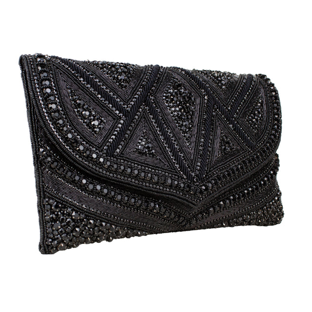 Black Handcrafted Crystal Embellished Jute Handbags