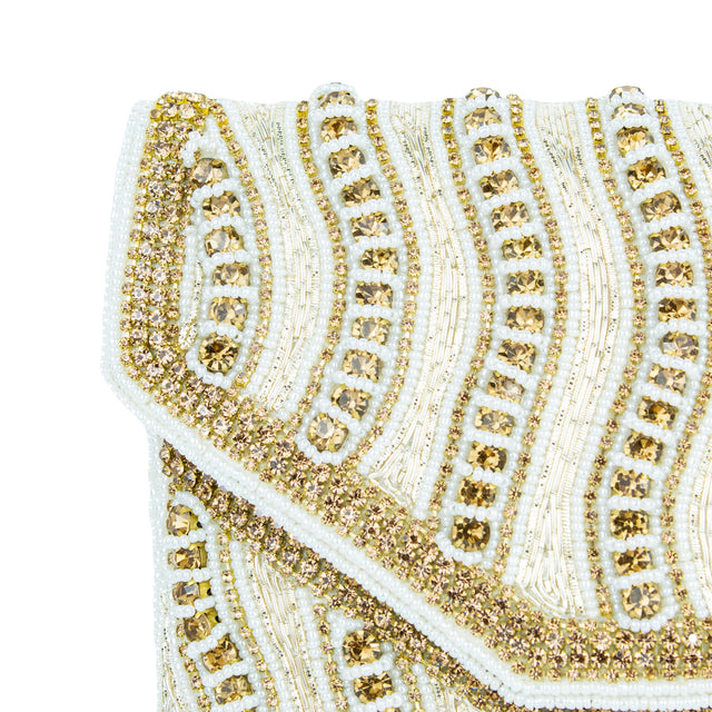 Cream Handcrafted Beaded Chain Handbags