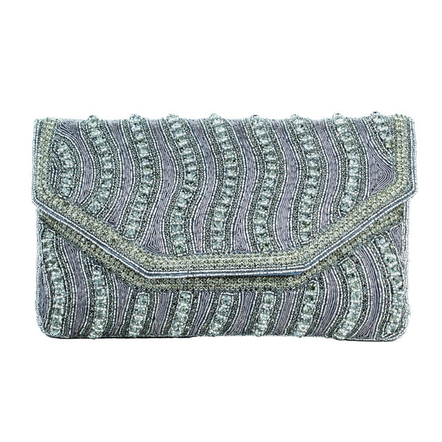 Grey Handcrafted Beaded Chain Handbags