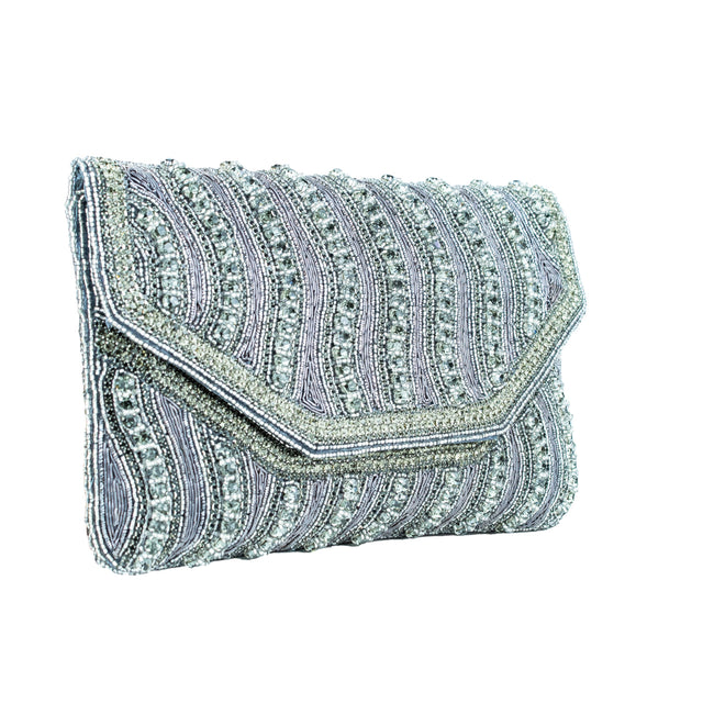Grey Handcrafted Beaded Chain Handbags