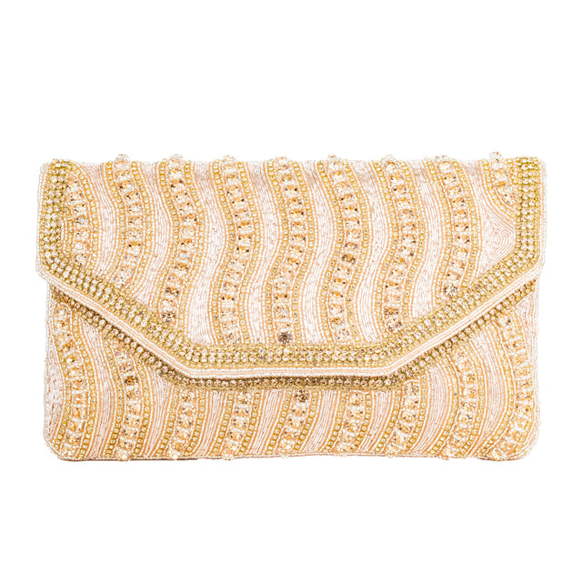 Rose Handcrafted Beads Work Beaded Chain Handbags