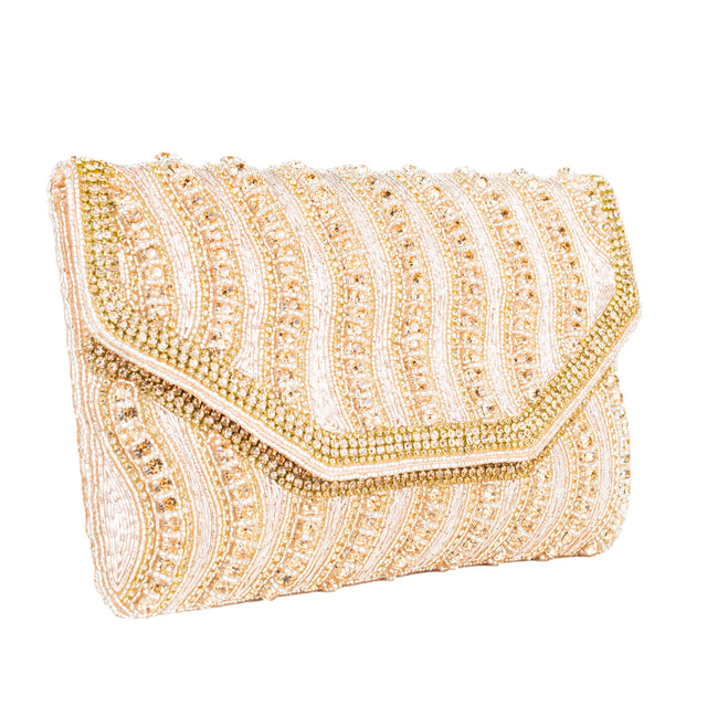 Rose Handcrafted Beads Work Beaded Chain Handbags