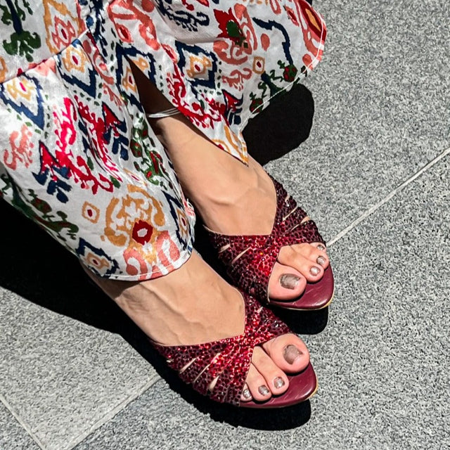 Noor Luxe Maroon Flat Slippers