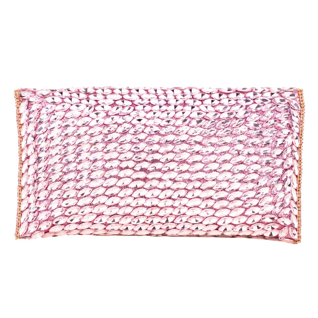 Light Pink Handcrafted Beads Work Beaded Chain Handbags