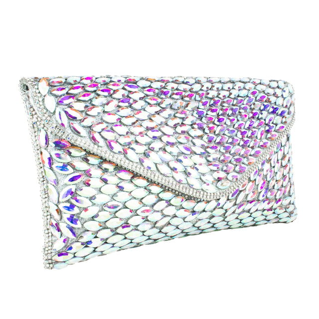 Silver Rainbow Handcrafted Beads Work Beaded Chain Handbags
