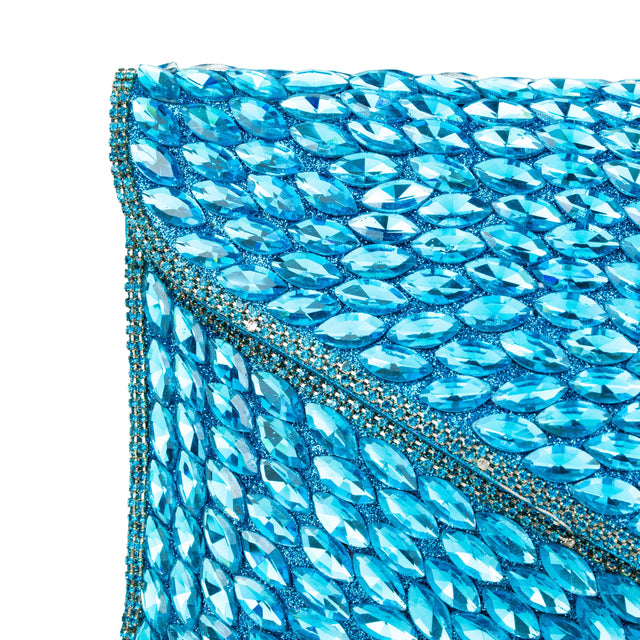 Baby Blue Handcrafted Beads Work Beaded Chain Handbags