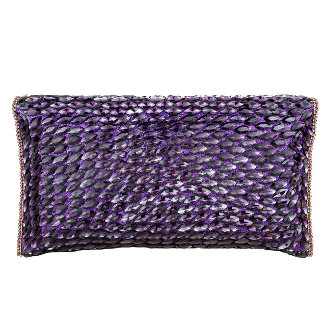 Purple Handcrafted Beads Work Beaded Chain Handbags