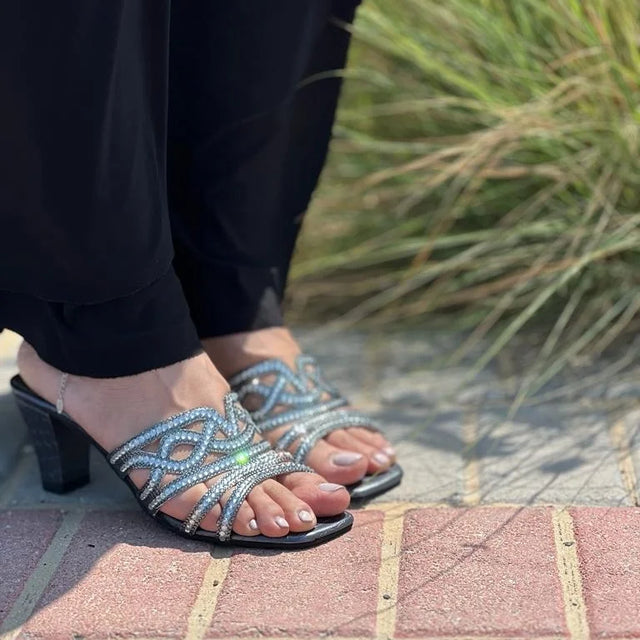 Samira Captivating Grey Block Heel Sandals
