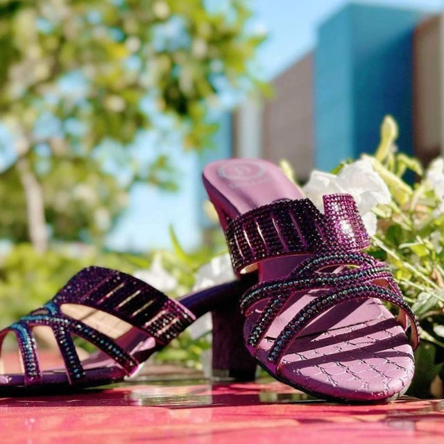Amna Couture-inspired Purple Pencil Heel Sandals
