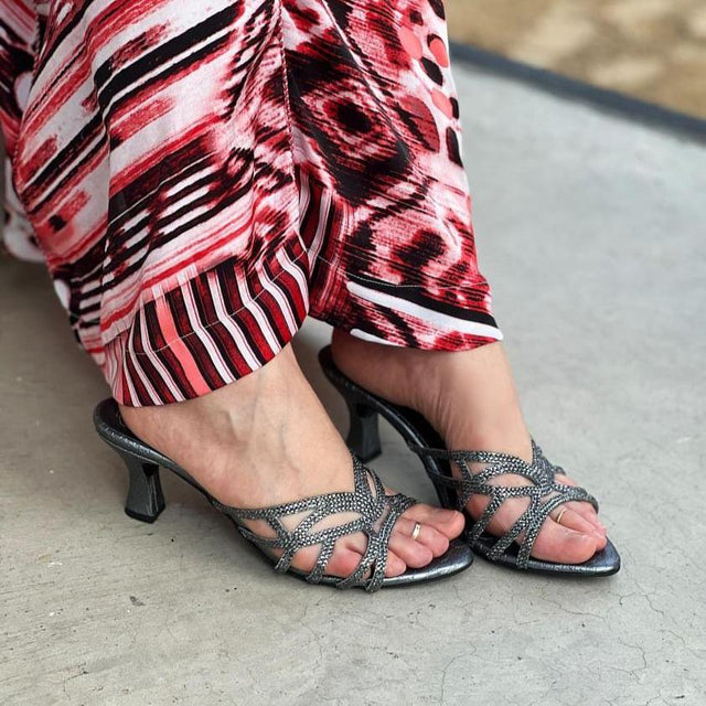 Dalia Glamorous Grey Pencil Heel Sandals