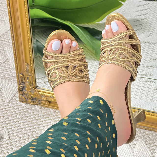 Afrah Iconic-fit Bronze Pencil Heel Sandals