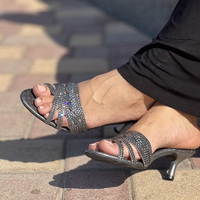 Safa Trendy Grey Pencil Heel Sandals