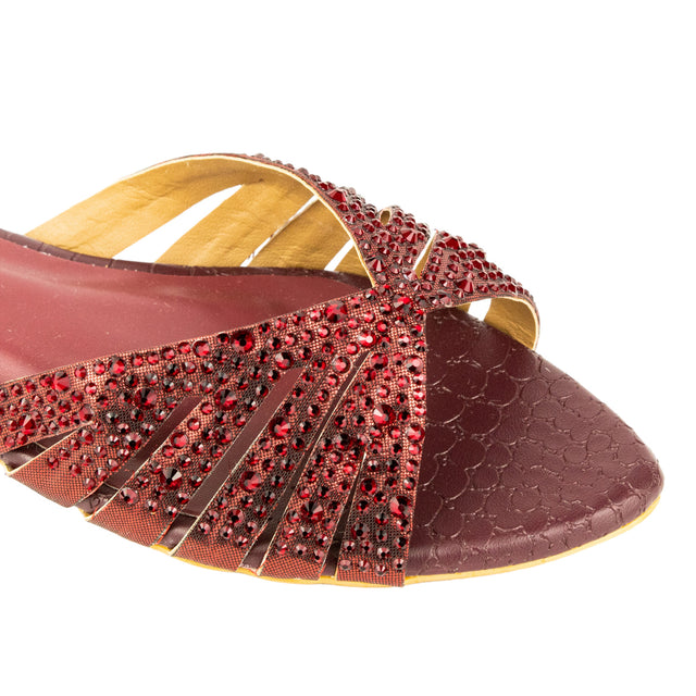 Noor Luxe Maroon Flat Slippers