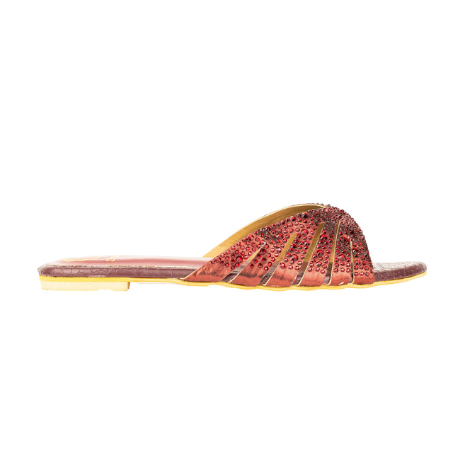 Noor Luxe Maroon Flat Slippers