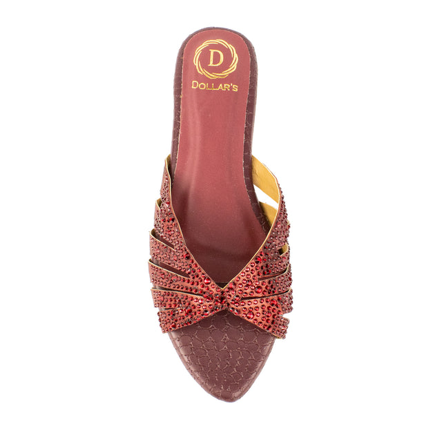 Noor Luxe Maroon Flat Slippers