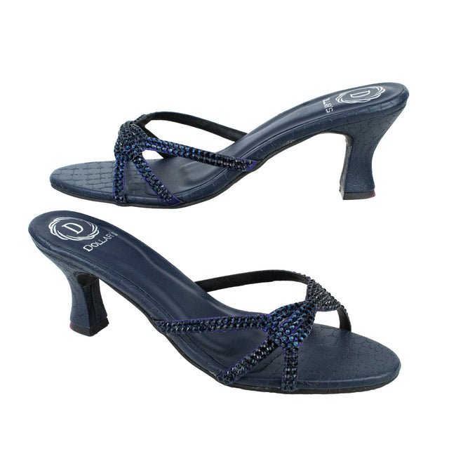Striking Navy Blue Pencil Heel Sandals