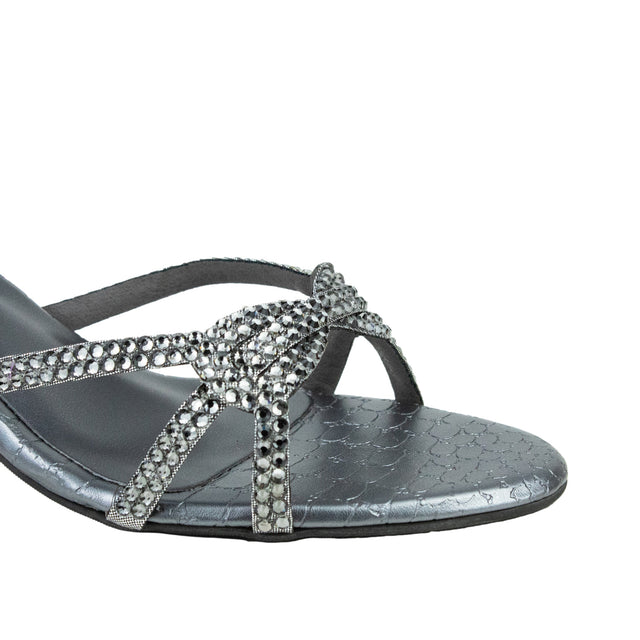 Couture-inspired Grey Pencil Heel Sandals