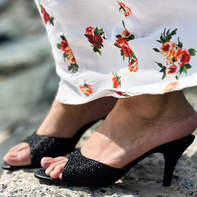 Zahra Modern Black Pencil Heel Sandals