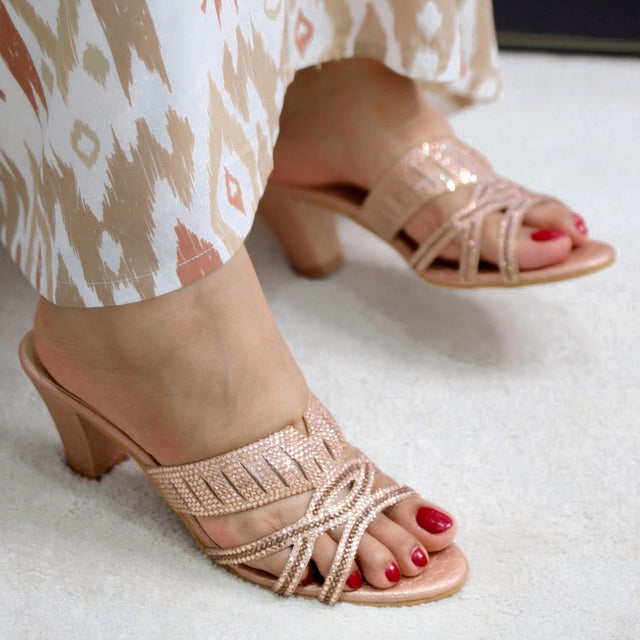 Amna Edgy Rose Pencil Heel Sandals