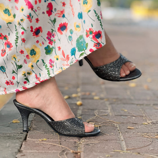 Zahra Vibrant Grey Pencil Heel Sandals
