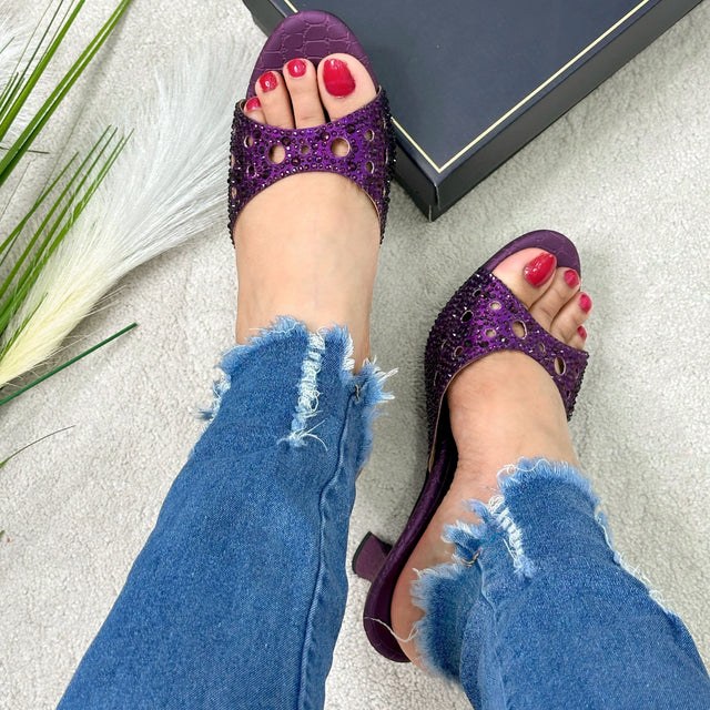 Reem Modern Purple Pencil Heel Sandals