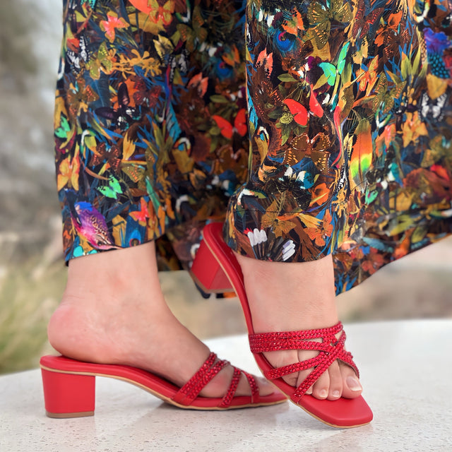 Ahlam Versatile Red Block Heel Sandals