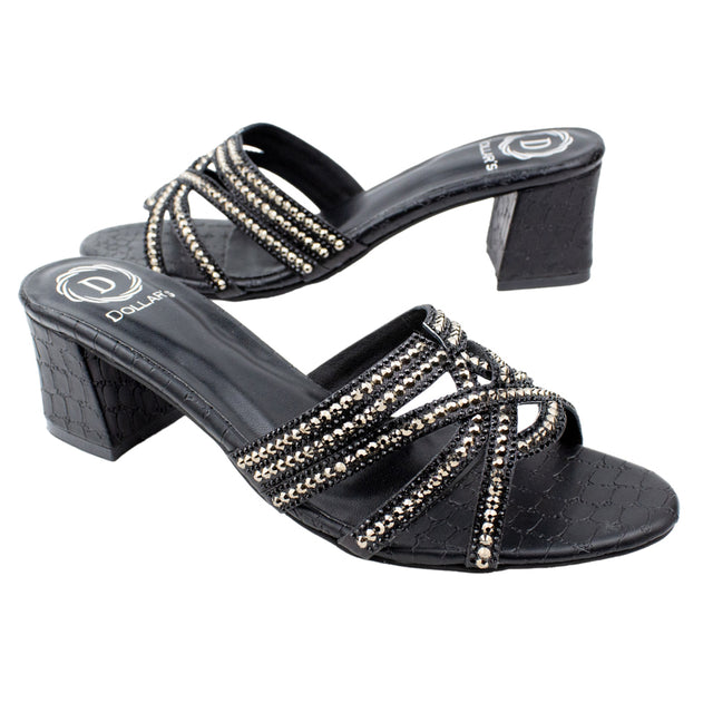 Nada Chic Black Block Heel Sandals