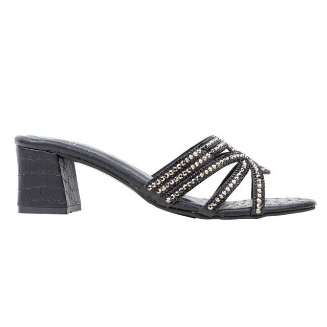 Nada Chic Black Block Heel Sandals