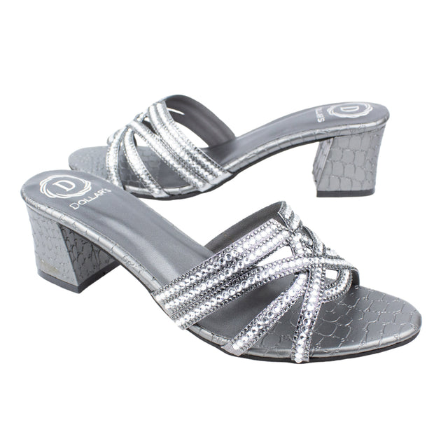 Nada Feminine-chic Grey Block Heel Sandals