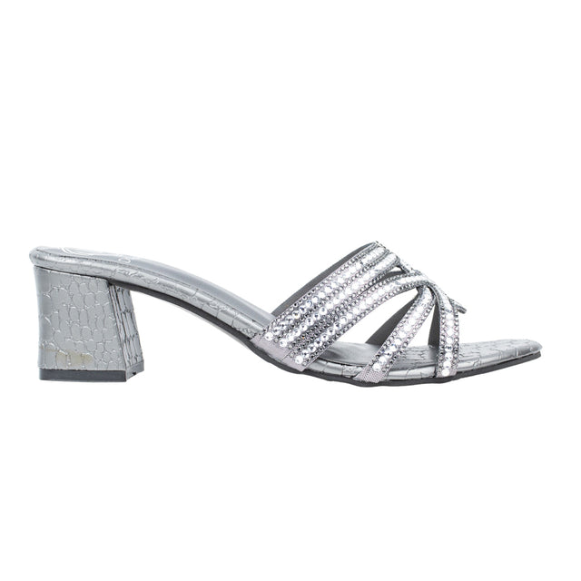 Nada Feminine-chic Grey Block Heel Sandals